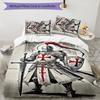 Cross Templars Knight 3pcs Bedding Set Duvet Cover Closure Includes 1 Duvet Cover & 2 Pillowcases for All Seasons Bedroom Home Dorm Decor