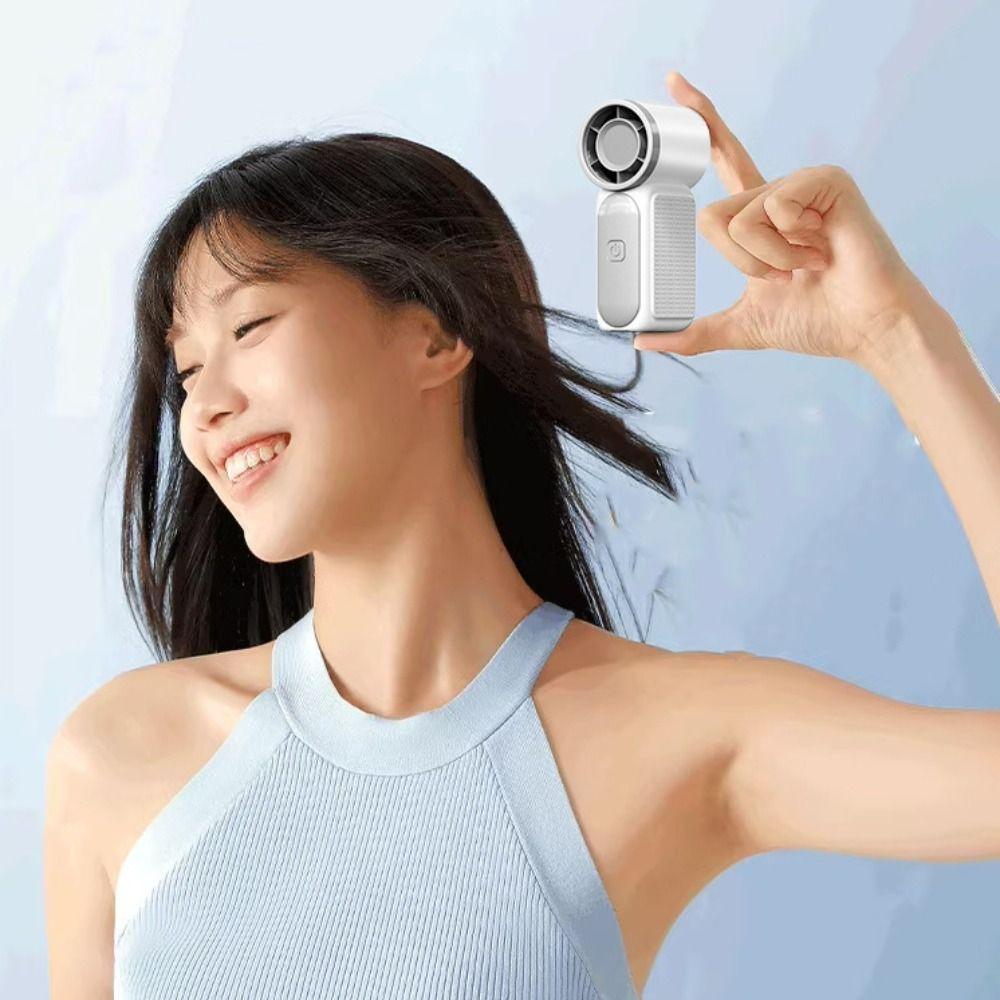 6 Gear Wind Mini Portable Fan LED Display Adjustable USB Rechargeable Fan Ultra-quiet Air Turbo Tech Handheld Turbo Fan Travel