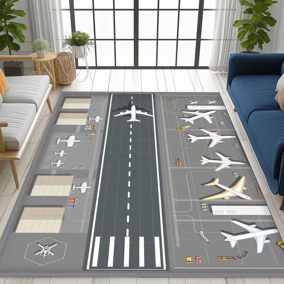 Airport Runway Large Carpet Rug for Home Living Room Bedroom Sofa Doormat Decor Kids Play Area Rug Carpet Non-slip Floor Mat