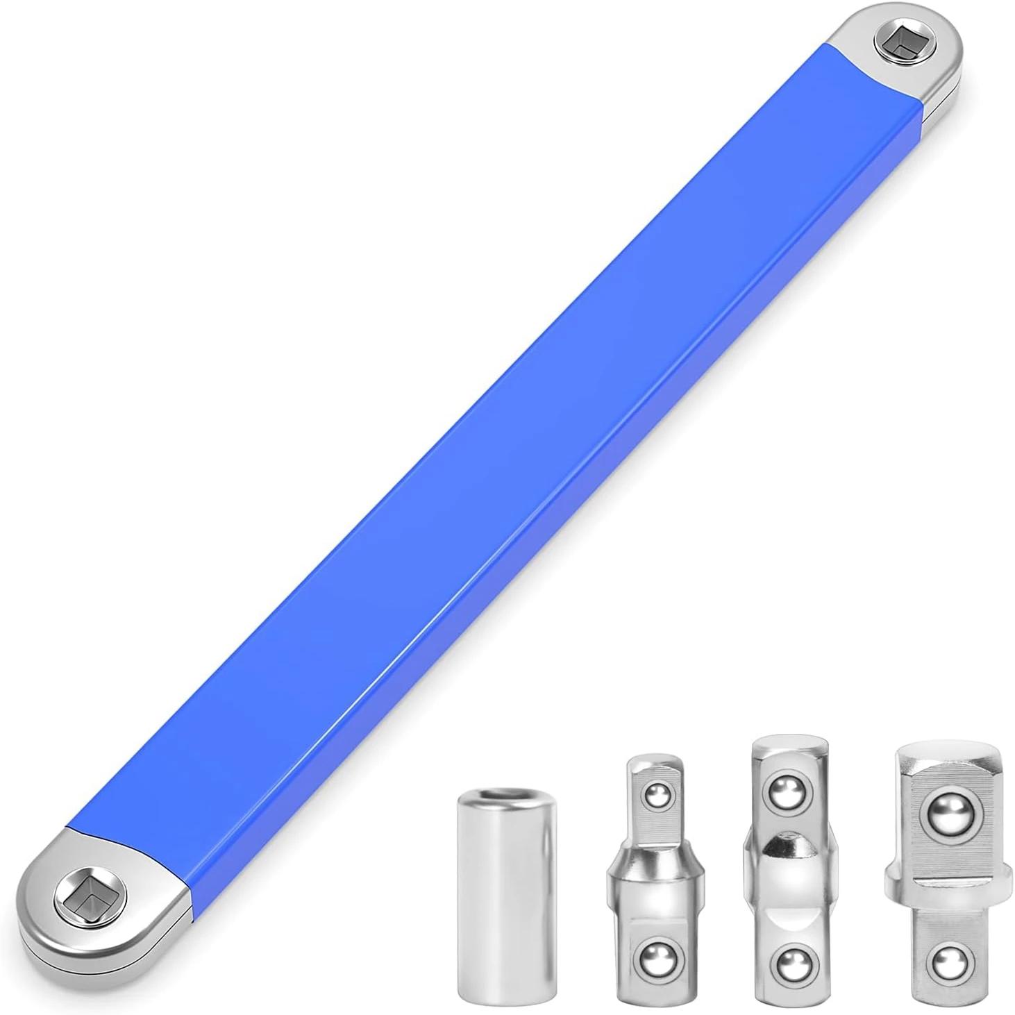Dual-purpose Impact Socket Ratchet Wrench Compact Offset Extension Wrench with 4 Adapters Car Spanner Automotive Hand Tool