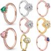New 925 Sterling Silver Pink Blue Green Heart-shaped Rings Are Suitable for Delicate Jewelry for Women At Wedding Parties