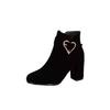 Short boots women's matte single boots thick heel large size autumn and winter new simple love high heel fashion boots women's side zipper bare boots