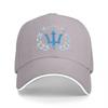 Trident Crest Embroidered Baseball Cap Classic Black with Blue Laurel Wreath Logo Premium Adjustable Hat for Unisex and Women