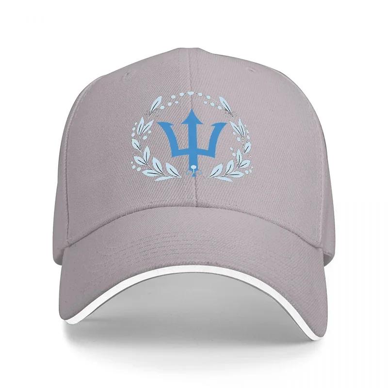 Trident Crest Embroidered Baseball Cap Classic Black with Blue Laurel Wreath Logo Premium Adjustable Hat for Unisex and Women