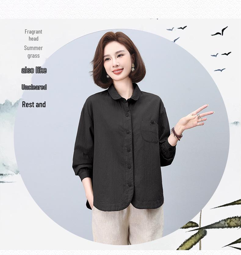 Mom's Pure Cotton Women's Spring Jacket Blouse - 2024 Style