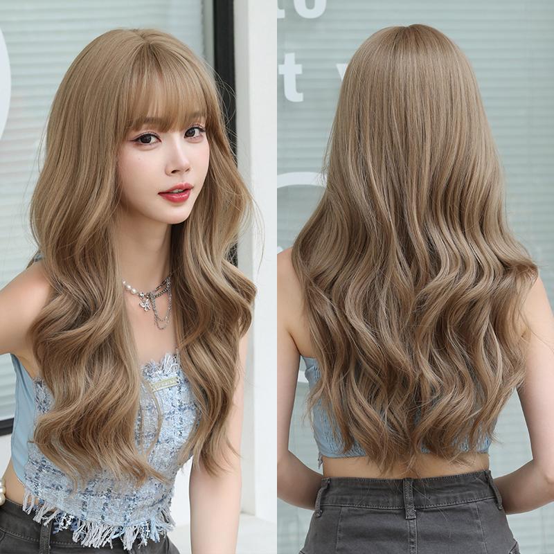 Professional  WIGS Long Body Wavy Sakura Pink Wig for Sweet Girl High Density Synthetic Loose Curly Hair Wig with Bangs Beginner Friendly