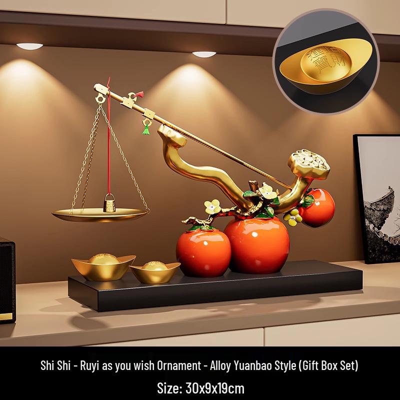 Luxury Ruyi Chinese Persimmon Ornament - Premium Living Room & Entryway Decoration, Perfect for Housewarming & Annual Gift Celebrations.