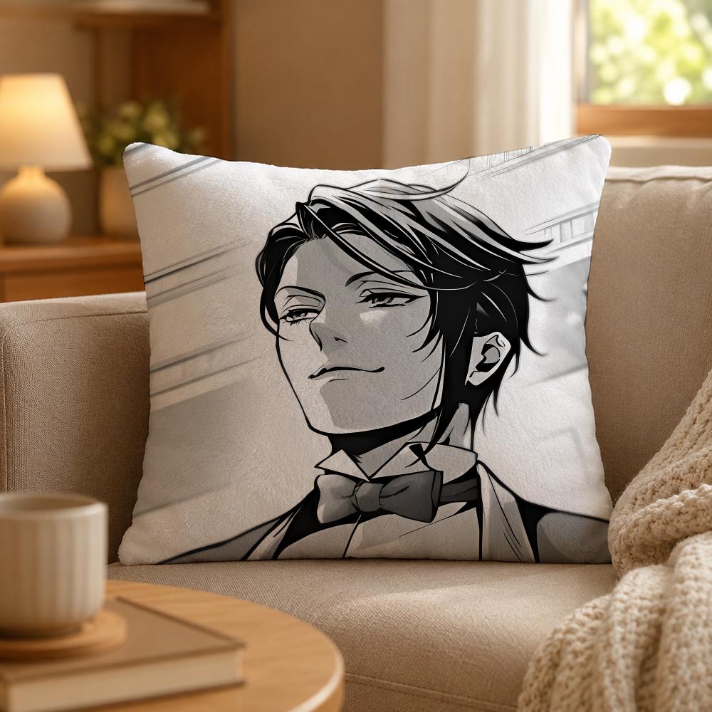 Anime Black Butler Gothic Art Cushion Cover Personalized Short Plush Soft Bedroom Sofa Home Decor Gift
