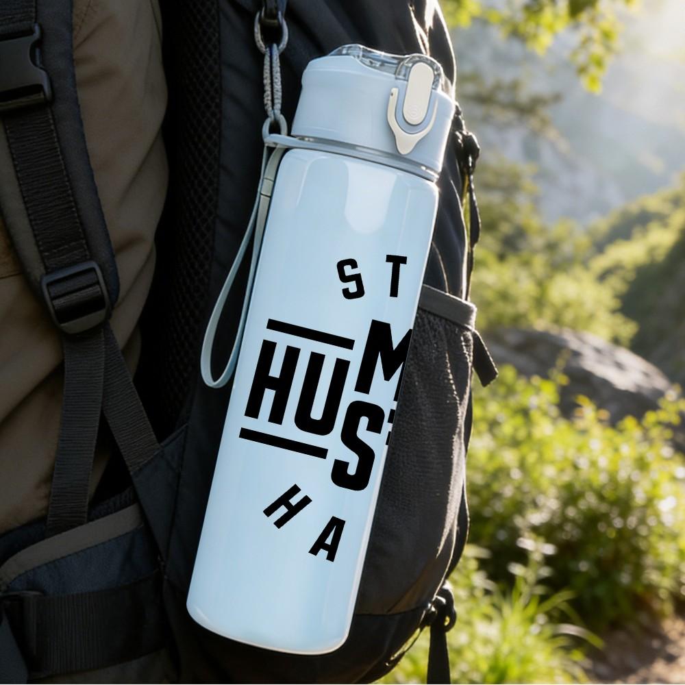 1PC Stay Humble Hustle Hard Text 750ml Color Plastic Sports Water Bottle Leakproof Flip Straw Lid Suitable for Sports Office Home Use