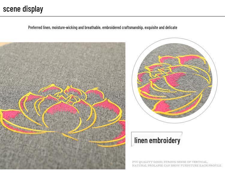 Lněný vyšívaný tatami podsedák na meditaci a zenové klečení - Pratelná podložka na arkýřové okno