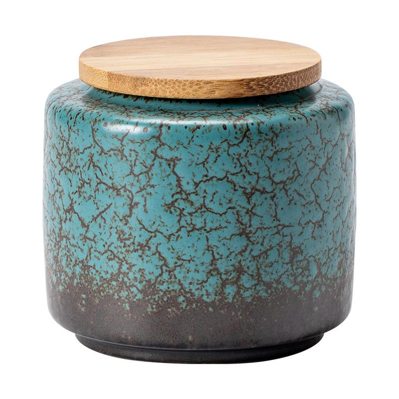 Retro Ceramic Green Tea Caddy High-grade Portable Candy Nuts Coffee Beans Medicinal Herbs Storage Jar Jewelry Box Home Ornament