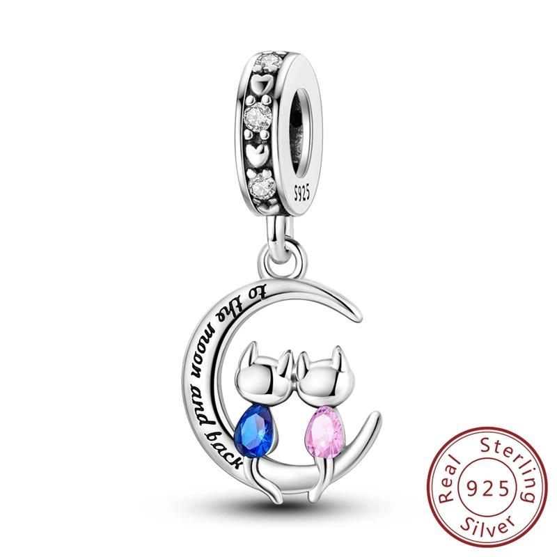 Copper Pink Noctilucent Cat Puppy Charm Pendant Beads Best Fit Original Bracelet For Women Jewelry Making