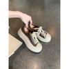 Cowhide version~ Versatile round head casual sports board shoes inner height increase thick sole old white shoes women