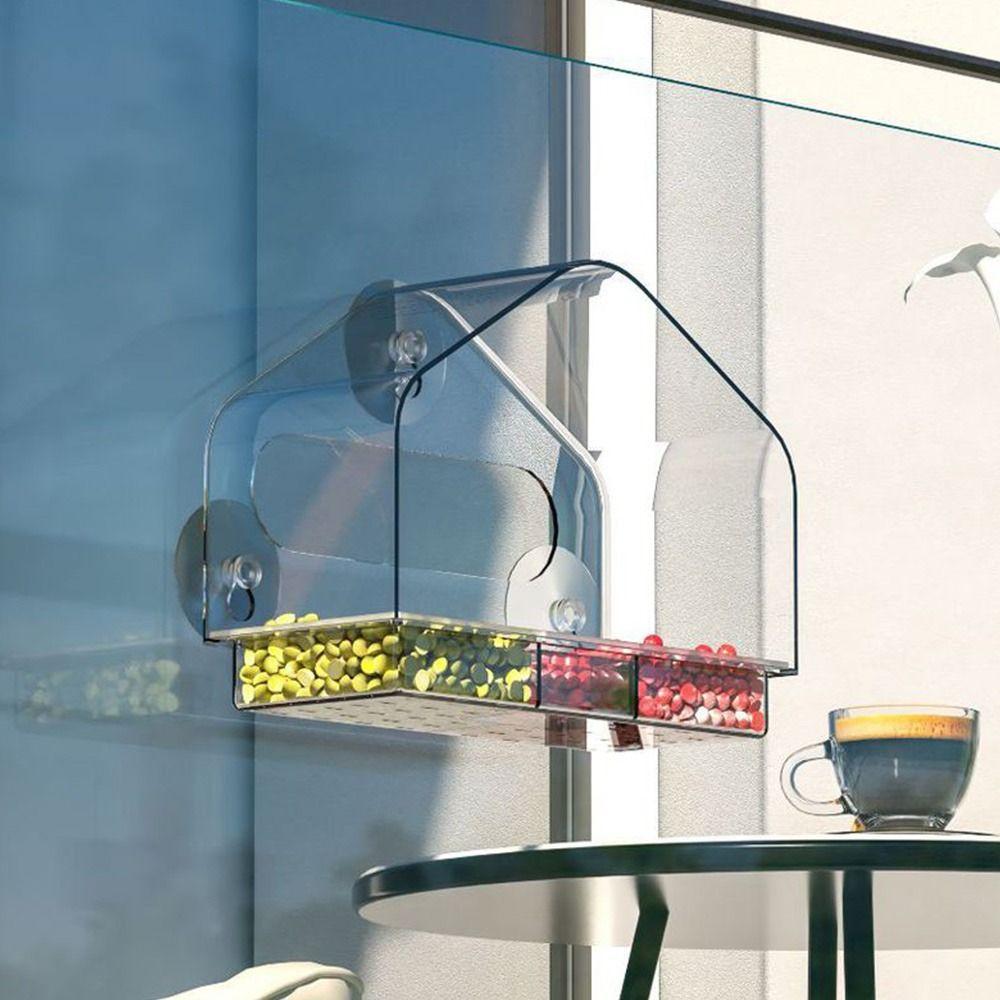 Easy-Clean Bird Feeder Acrylic Pet Accessories Creative Outdoor Feeder  Patio