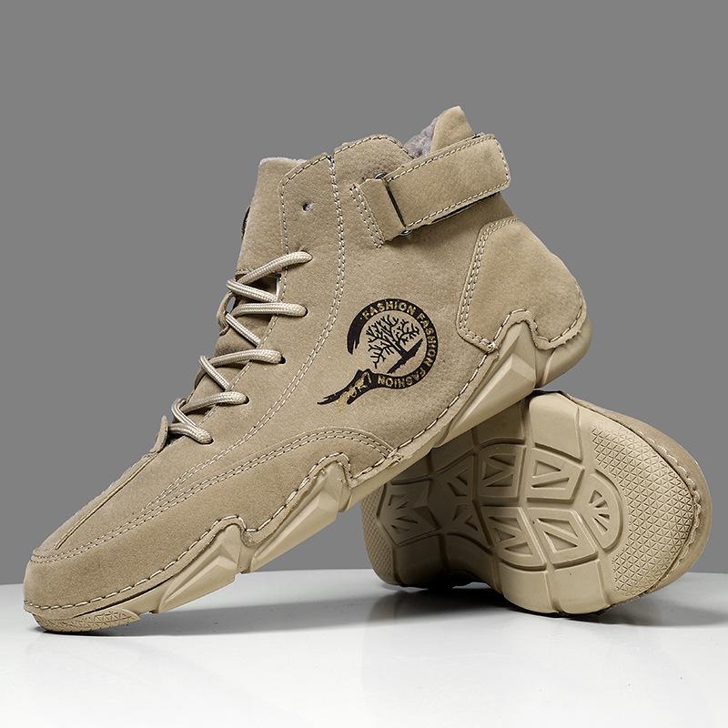 Thick-soled warm men's casual shoes short boots independent station outdoor casual men's and women's boots velvet large size men's shoes Martin boots