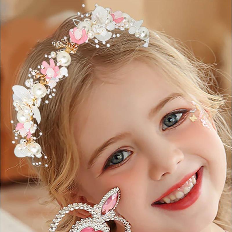1Pc Children's Floral Pearl Hair Accessory,party Dress,wedding Flower Girl,elegant Dreamy Design,exquisite and Safe Materials