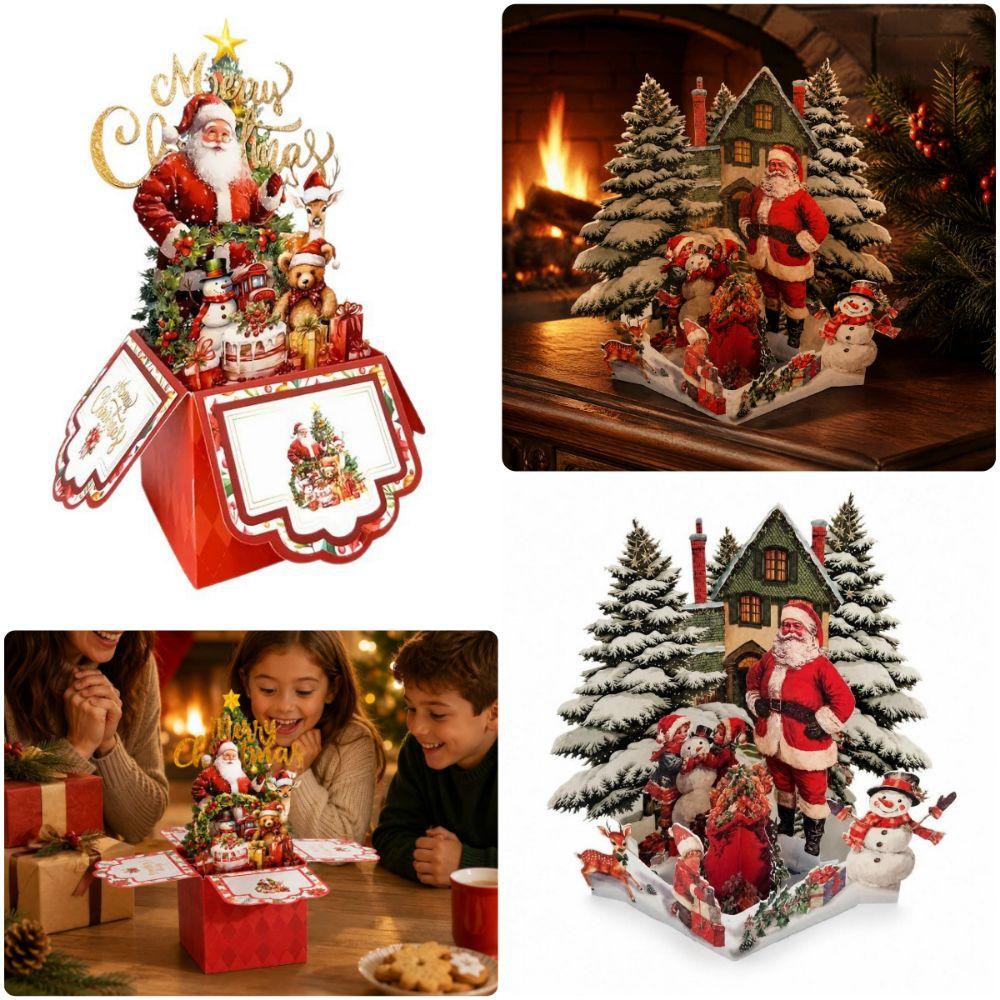 Paper Christmas Greeting Card 3D Pop-up Festive Greeting Card  Christmas Supplies