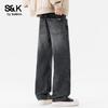 Baleno S&K Men's Autumn/Winter Loose Straight-Leg Fleece Jeans