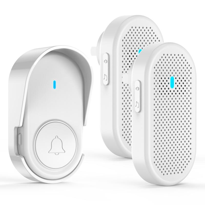 

Беспроводной дверной звонок, 2 приемника, водонепроницаемый комплект дверного звонка, радиус действия более 1000 футов, 5 уровней громкости, 38 мелодий для дома European regulations