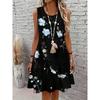 Summer Sleeveless Dress Women Fashionable Colorful Flowers 3d Print Beach Vacation Mini Dresses Comfortable Plus Size 8XL Soft Breathable Vest Dress