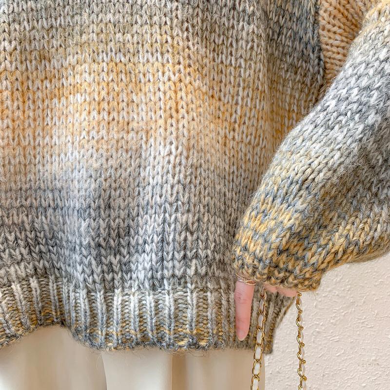 Mokana MKNJD2689 Women's V-Neck Long-Sleeve Knit Sweater