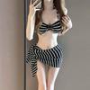 Bikini Swimsuit Women's Three-piece Striped Sexy Seaside Resort Hot