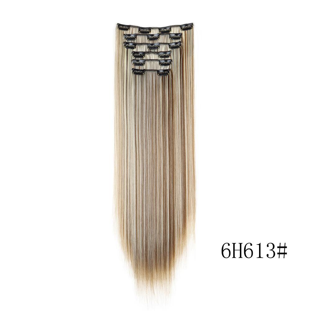 6PC Clip in Hair Extensions 24" Straight Long Extensions for Women Synthetic Hairpiece Highlight