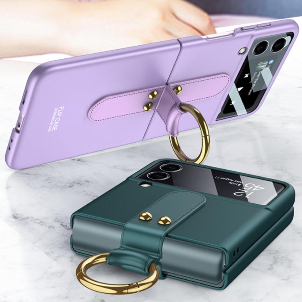 Fashion Lens Glass +Ring Case For Samsung Galaxy Z Flip 3 5g Cover Anti -Knock Luxury Cases For Flip3