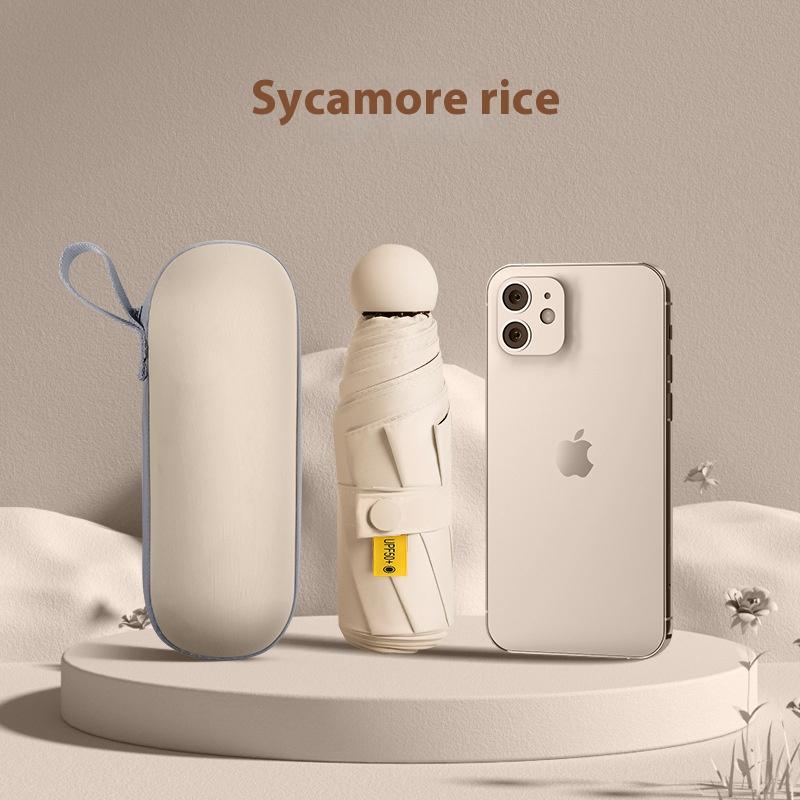 1 szt. Mini parasolka chroniąca przed promieniowaniem UV na słoneczne i deszczowe dni, przenośna z powłoką UV i 6 wzmocnionymi żebrami