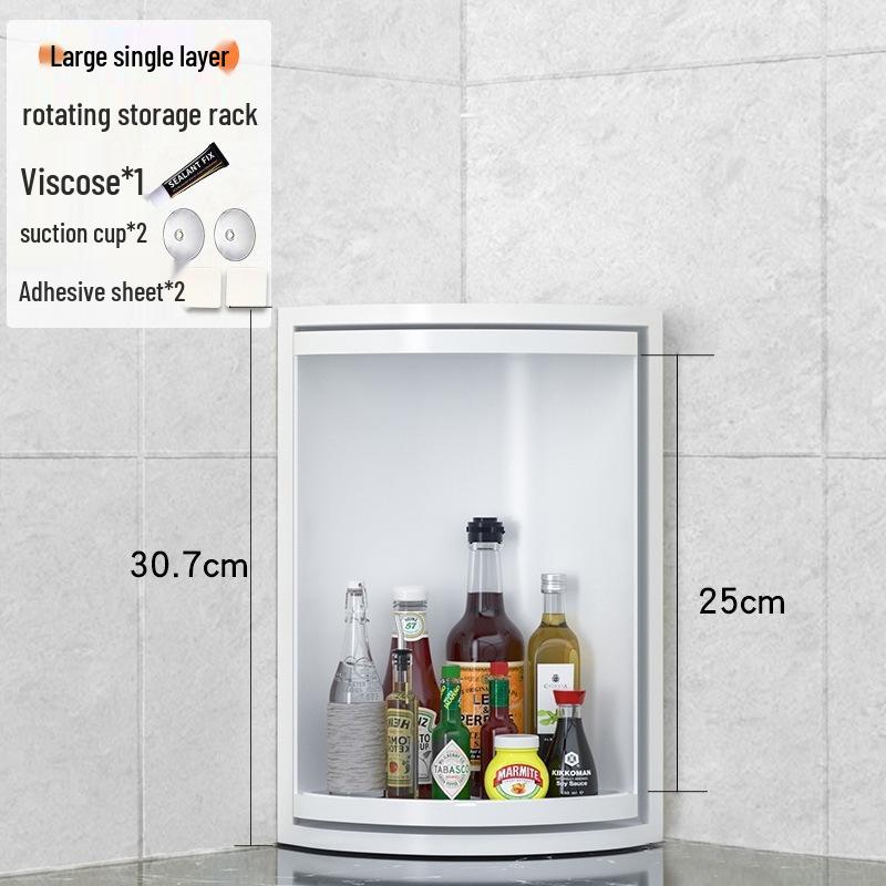 Rotating Corner Spice Rack - Wall-Mounted Kitchen Organizer