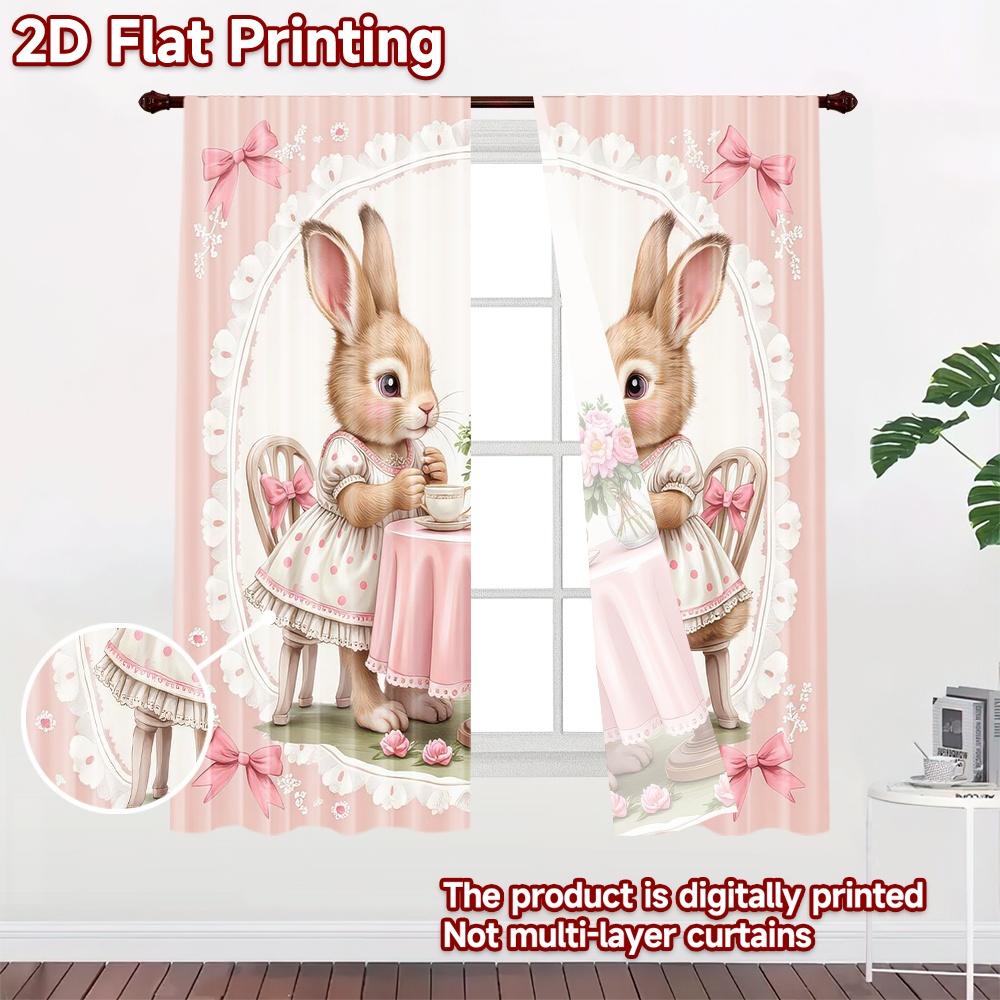 2D flat Photography Backdrop Popular Party Backdrop Easter Bunny Tea Py 100% Polyester Family Party Perfect for Holiday