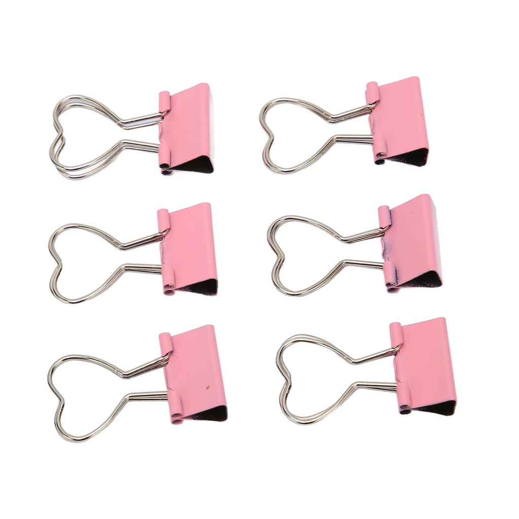 60pcs Binder Clips with Heart Shaped Handle Pink Strong Clamping Force Paper Binder Clips for Tickets Clothes