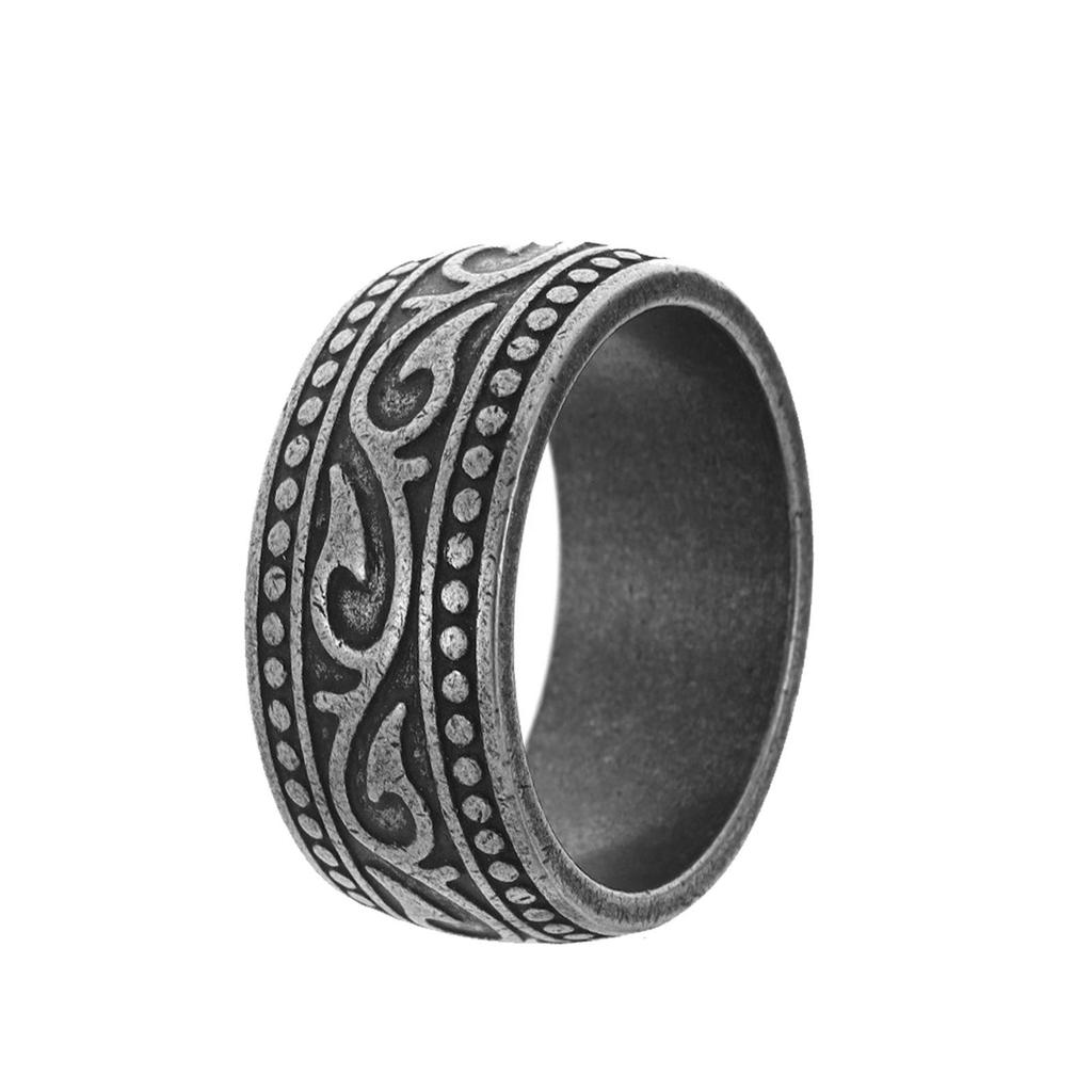 Trendy Distressed Stainless Steel Men's Retro Style Fashion Ring