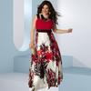Elegant 2019 Floral Print Sleeveless Maxi Dress For Women In Plus Size Cotton Blend