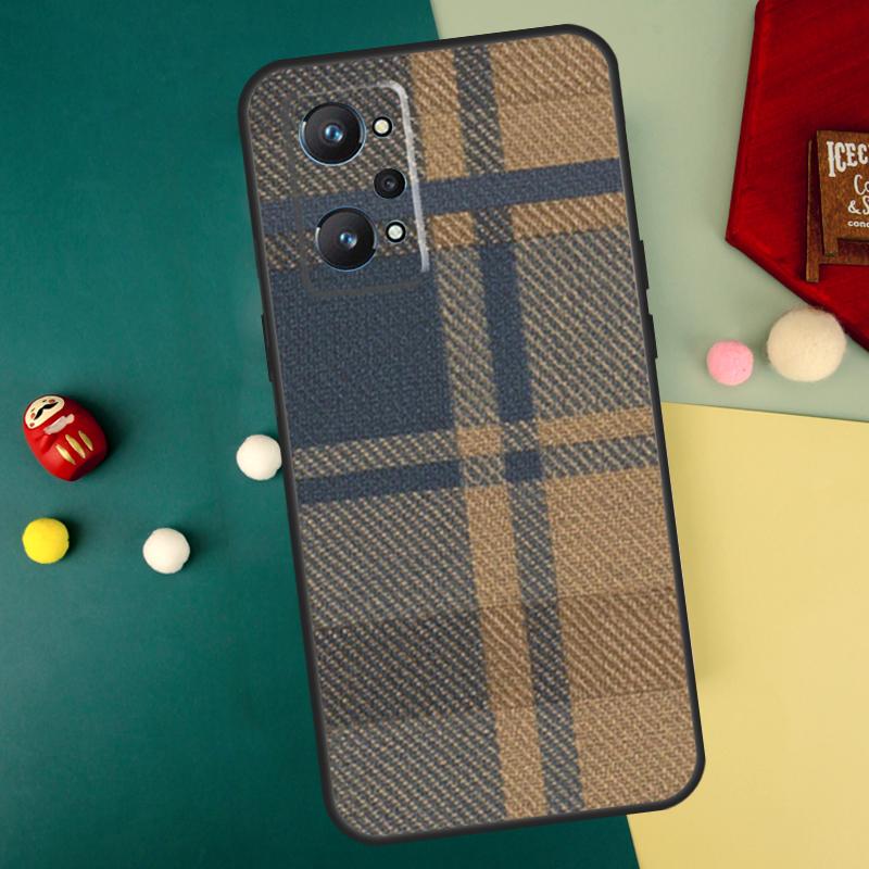 Brown Plaid For Realme GT7 Pro 15 13 10 11 12 14 Pro Plus C55 C71 C75 C67 C63 C61 C53 C35 C65 GT6 Case