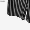 ZANZEA Womens Stripe Print Loose Casual Sleeveless Dungarees Wide Leg Jumpsuits