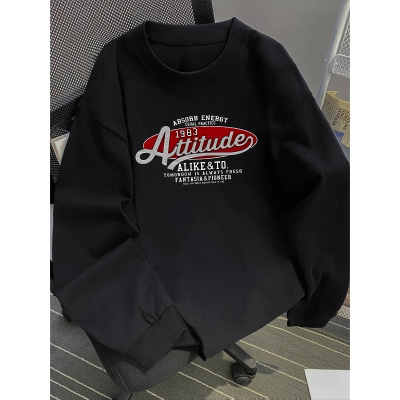 Легкий, приятный для кожи мужской свитшот с круглым вырезом, теплый для выходных XXL чёрный