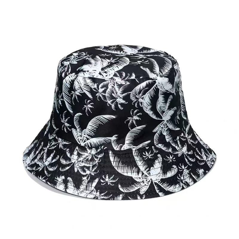 Spring Summer Flower Leaf Print Fisherman Hat With Sunshade For Casual Wear