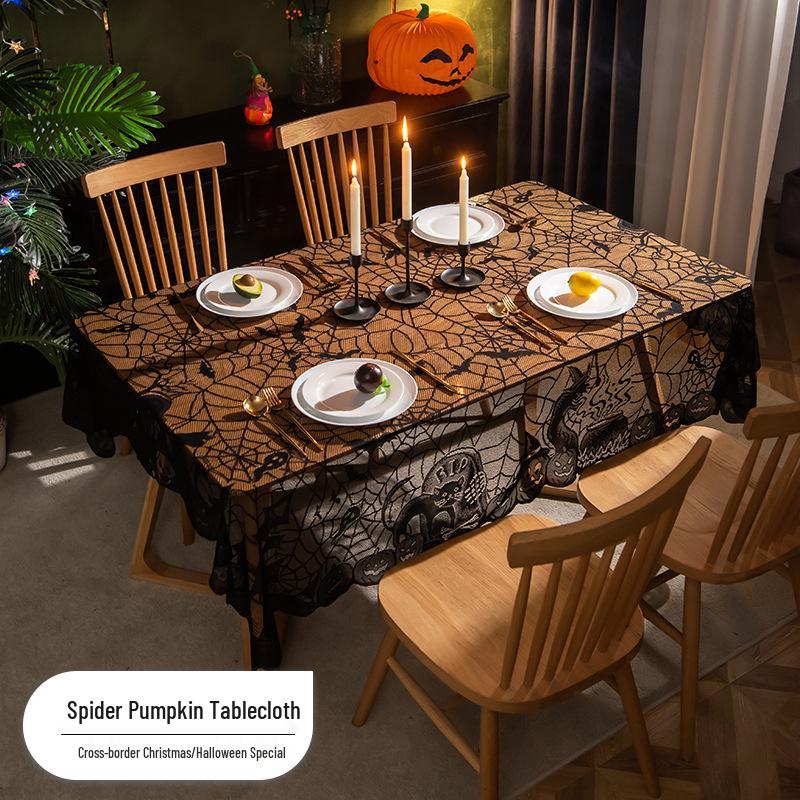 Zestaw: Szalik na kominek Pająk i Obrus Halloweenowy: Dynie, Okrągłe/Kwadratowe Obrusy, Dekoracja Bieżnika na Stół