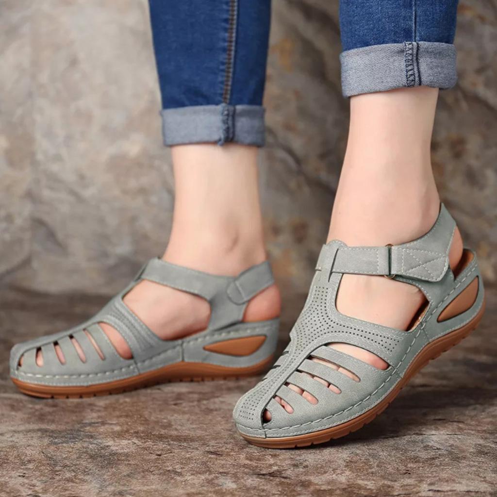 Ladies' Casual Wedge Sandals | Round Toe Hollow Design | Middle Heel, Breathable and Comfortable | All Season | Durable Sole | Shoes, Lace Up Sandals