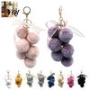 Fluffy Ball Keyring Plush Grape Keychain for Handbags, Fuzzy Cluster Bag Charm with Fruit Handbag Accessory Bow, Decorative Backpacks and Purses Shape