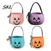 Festive Pumpkin Decoration Halloween Candy Bag for Kids, Trick or Treat Tote Cute Gift with Handle, Reusable Snack Bucket Party Favors Large