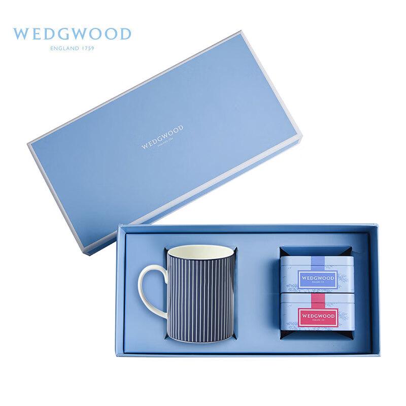 Wedgwood Blue Geometric Bone China Mug & Tea Caddy Gift Set