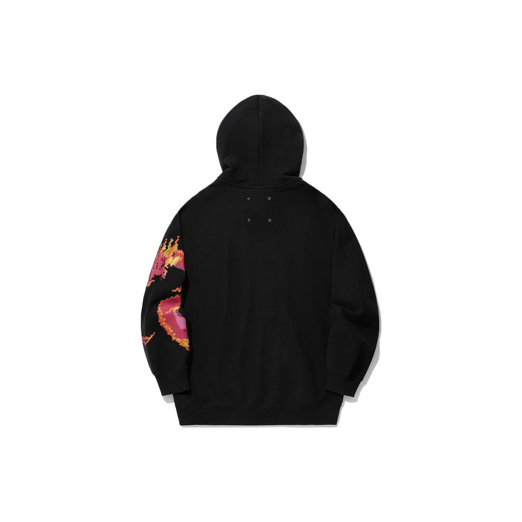 Li Ning Daily Prosperity Series Logo Print Loose Hoodie Men hoodies Black AWDU337-3