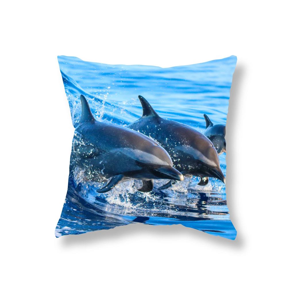 Living Room Sofa Car Cushion Cover Luxury Home Decoration Pillow Cover Cute Dolphin Marine Life Pillow Cover