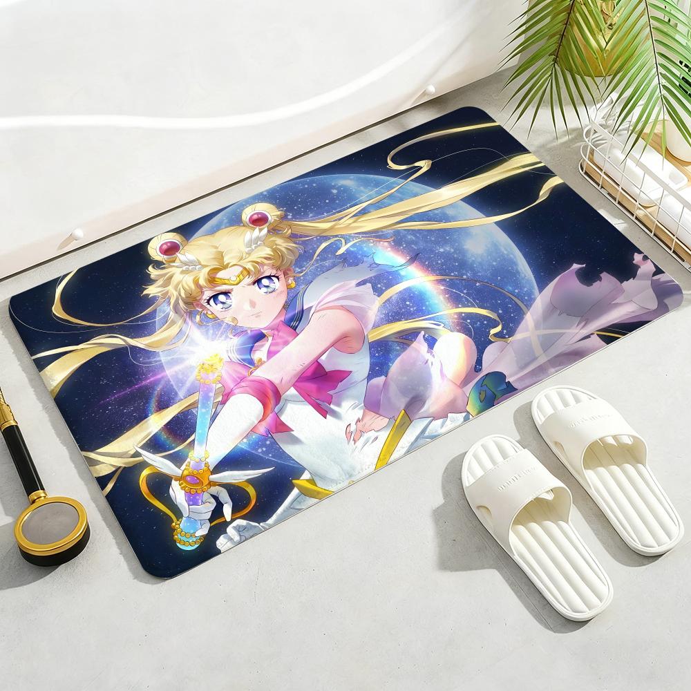 ANIME S-SAILOR-MOON Floor Mat Soft Thickened Non-Slip Door Mat for Living Room Home Decor Flannel Rugs