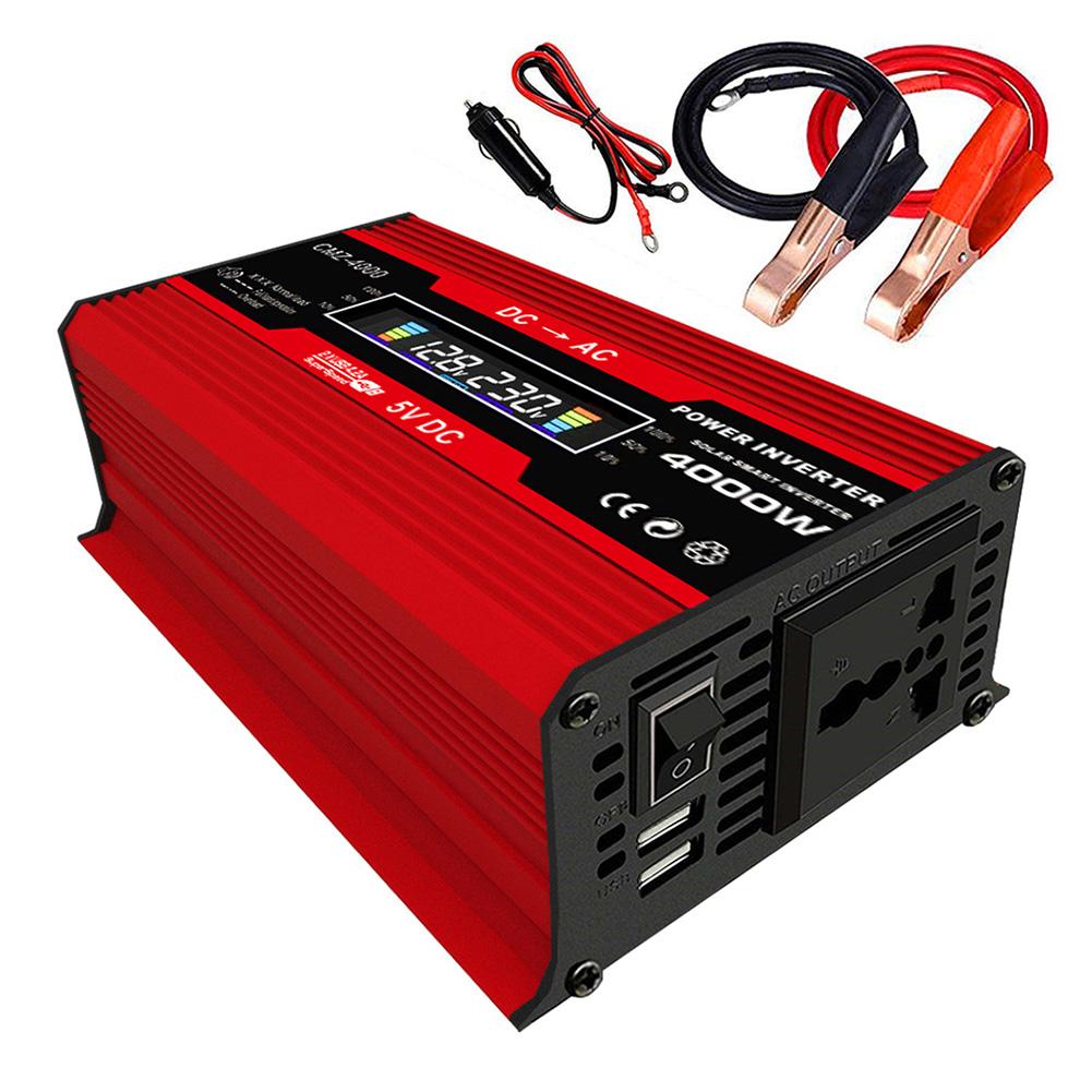 12V To 110V/220V Car Inverter Converter LCD Display Modified Sine Wave Voltage Transformer Car Adapter Charge Converter