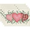 Valentine's Day Placemat Heart Pattern Linen Placemats Love Theme Romantic Desktop Protector Mat for Kitchen Dining