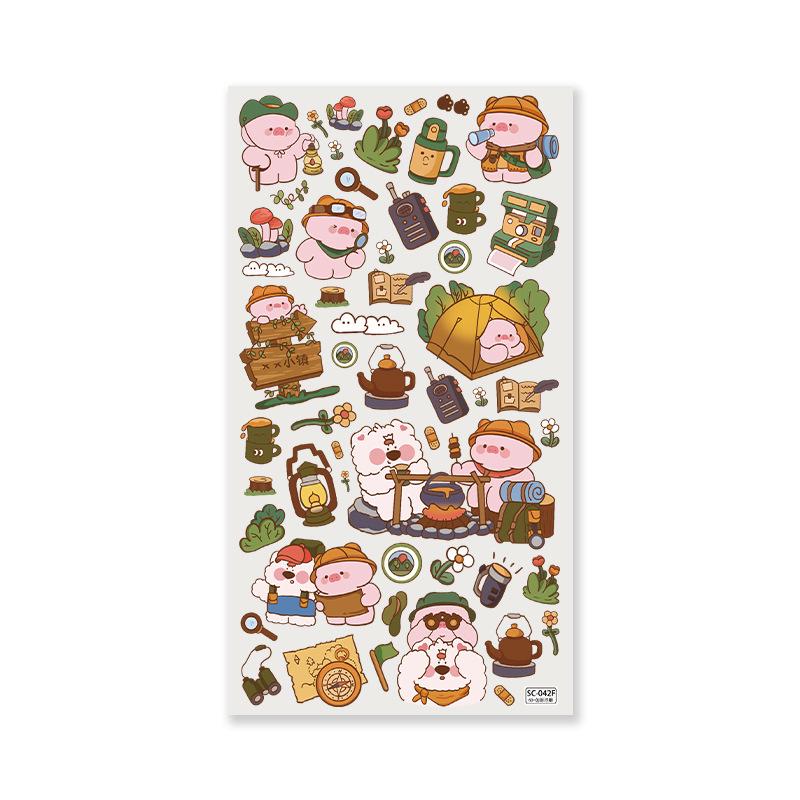 

Sky Original Outdoor Camping Lulu Pig Embossed Sticker - Cute Cartoon DIY Decoration for BBQ and Phone