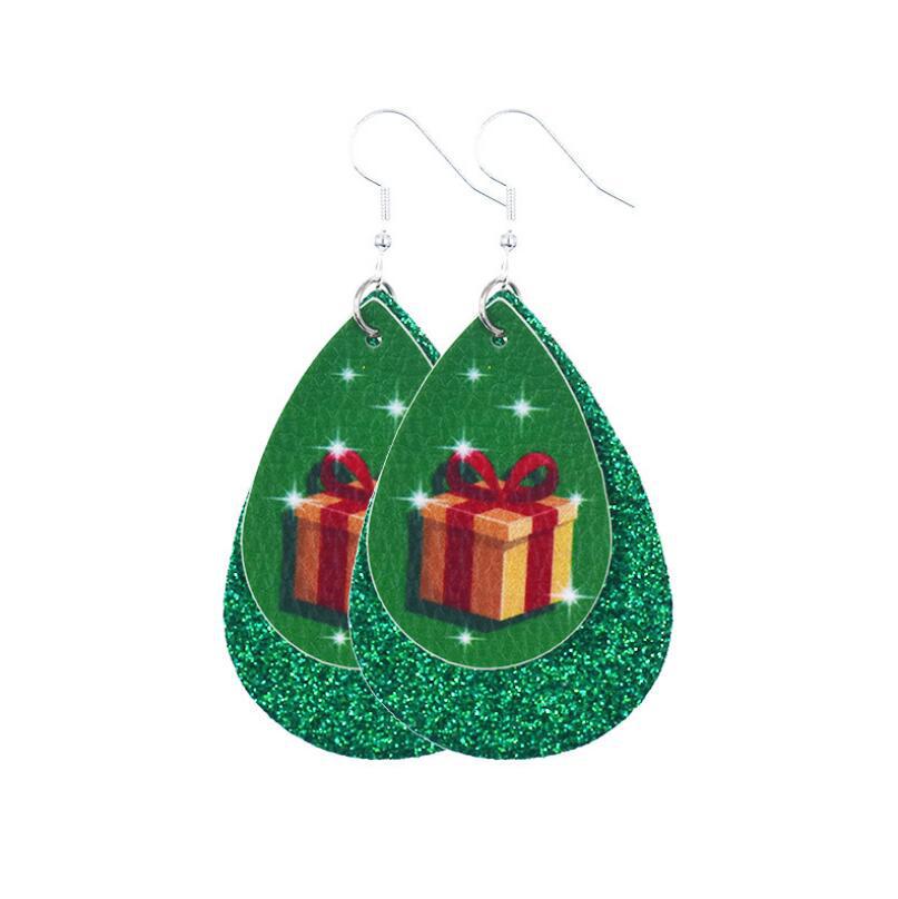 2020 New Double-Layer Leather Christmas Earrings